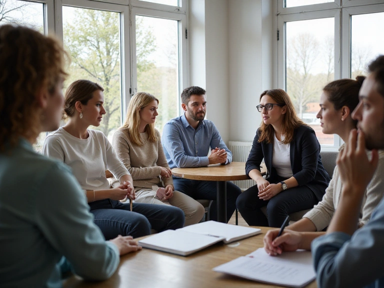 Gruppe von Menschen nimmt an einem Gesundheitsworkshop teil