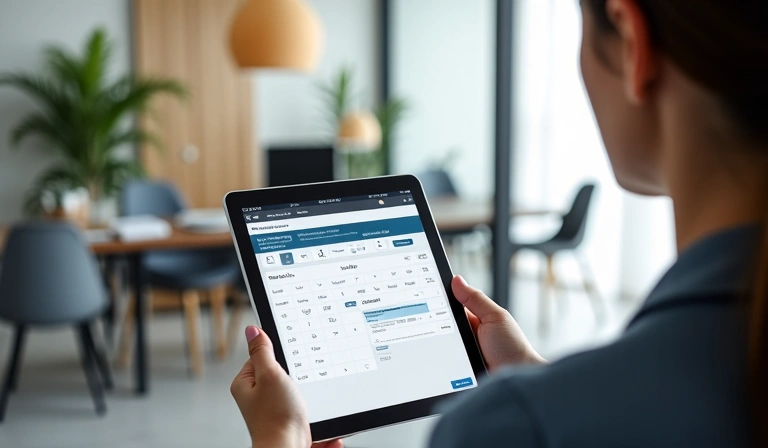 Person bucht einen Online-Termin auf einem Tablet